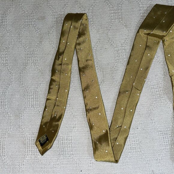 Oxxford Clothes Men’s Dress Toe Size 57” 3.5” Gold Dotted Silk Business Formal - Picture 6 of 12